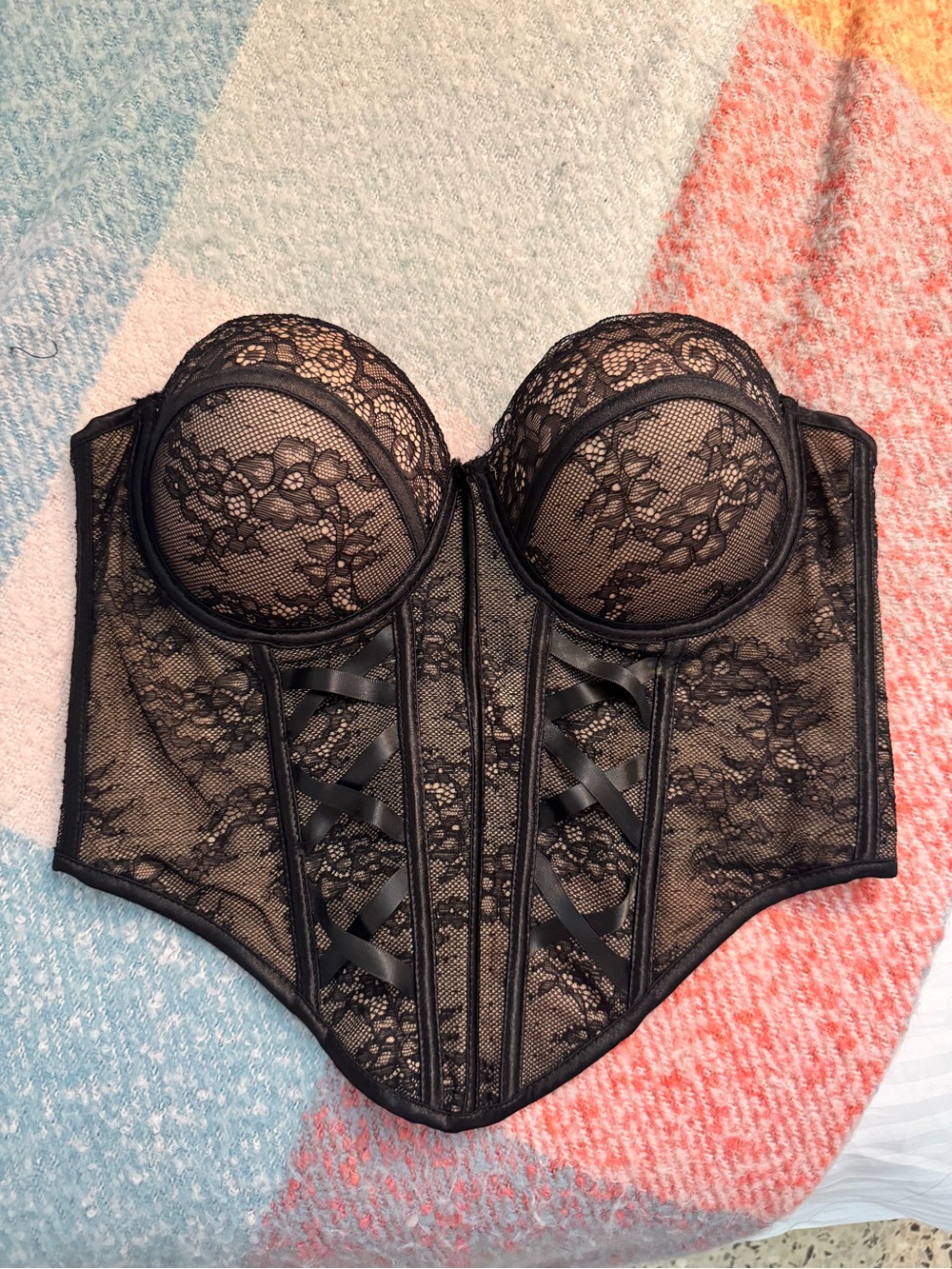Black Lace Strapless Bustier Corset Top - Women Intimates